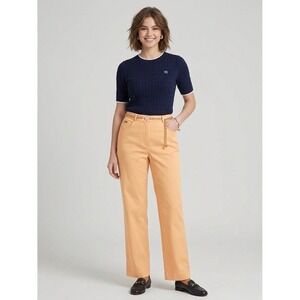 St John Sport Marie Gray Peach Apricot Straight Leg Pants Cotton Blend Size 6